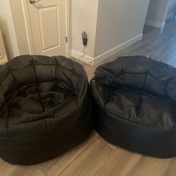 Two Big Joe Milano Bean Bag Chairs In Black