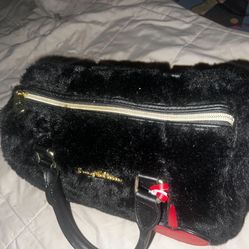 juicy couture faux fur black satchel