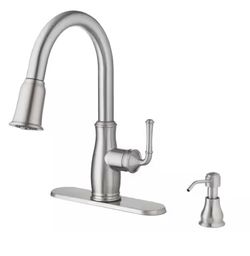Kagan Stainless Steel 15 in. H Pull Down Sprayer Kitchen Faucet with 360° Swivel Spout