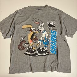 1994 San Jose sharks x looney tunes hockey tshirt sz - 2xl