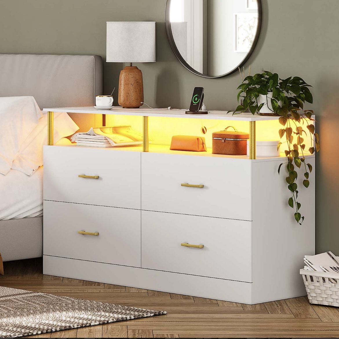 AOGLLATI white Dresser for Bedroom With 4 Drawers