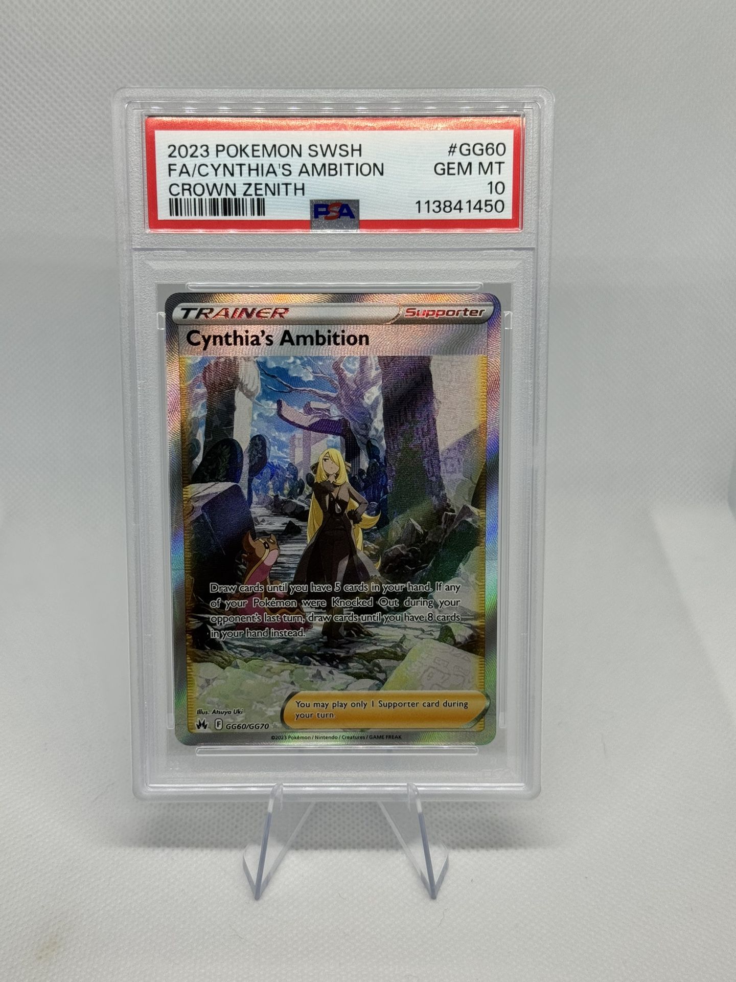 2023 Pokemon Sword Shield Crown Zenith Full Art Cynthia's Ambition GG60 PSA 10