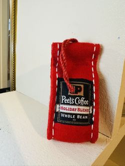 Pete’s coffee bag felt ornament