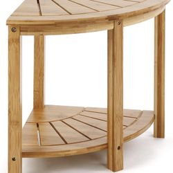 HYNAWIN Bamboo Corner Shelf Stand, Bathroom Corner Table