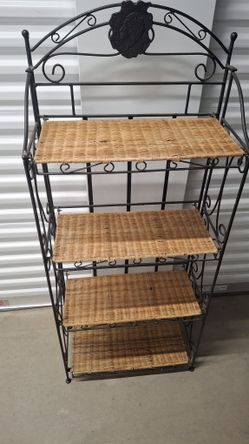 Wrought Iron And Wicker Shelf