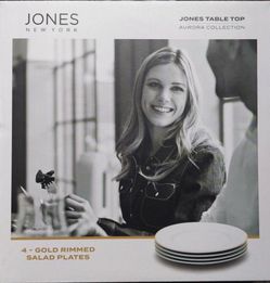 Jones New York Aurora Collection 4 -Gold Rimmed Plates