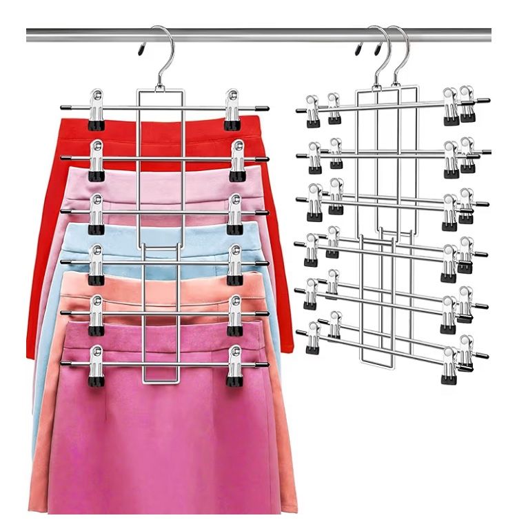 2-Pack 6 Tier Pants Hanger w/ Clips