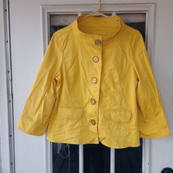 LAL Live A Little Womens Jacket Yellow Size M Medium 98% Cotton 2% Spandex