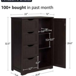 New In Box Wooden Floor Storage Cabinet For Bathroom Laundry Bedroom Entry Side Table Espresso Brown