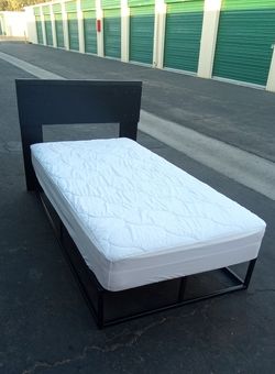 TWIN BED FRAME WITH HEADBOARD AND MATTRESS