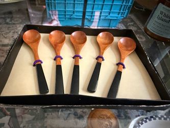 Vintage Marukyo Kyoto Japan Wooden Spoon Set of 5