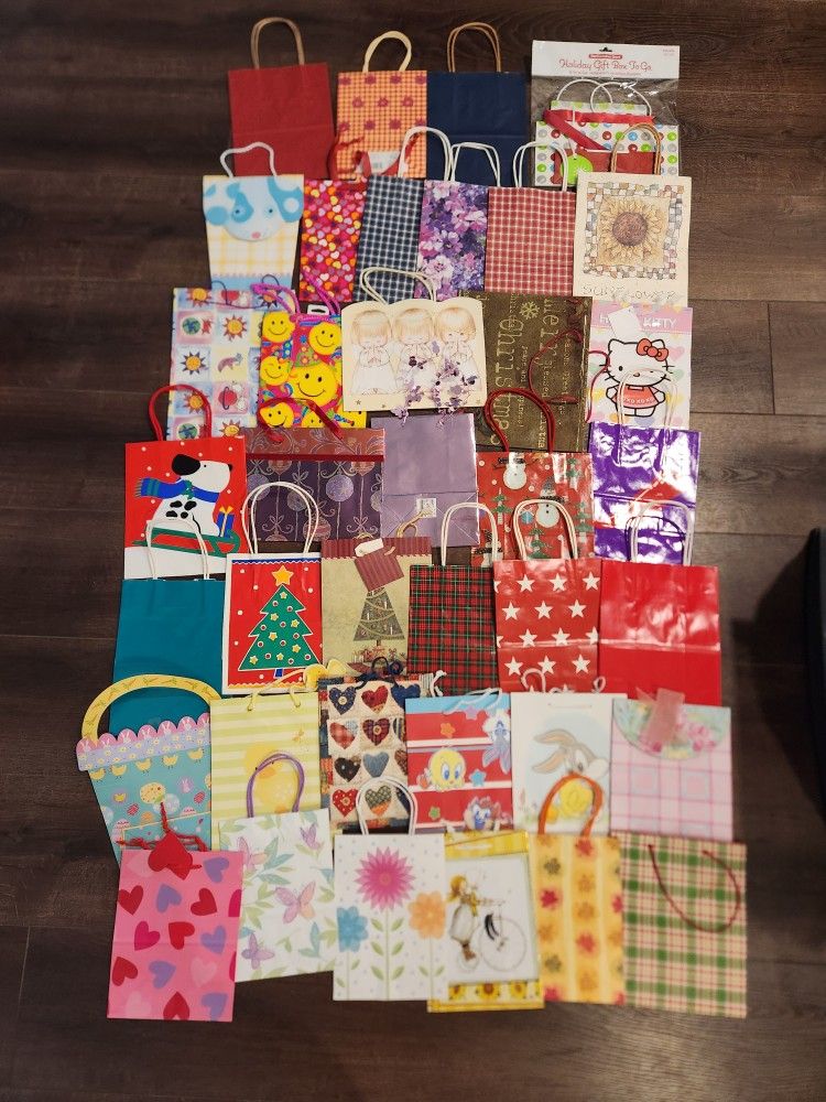 Gift Bags, Medium, Small, Various 38 bags, Christmas, Hello Kitty etc