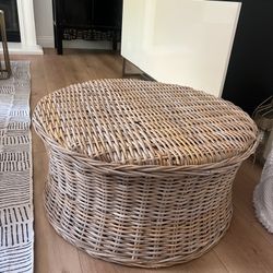 SAFAVIEH Ruxton Dark Brown Wicker Ottoman 