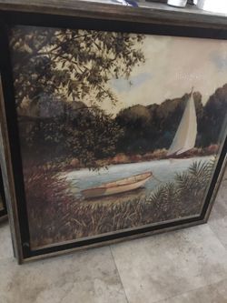 Pictures SAILBOAT X 2  PAIR 31 X 31
