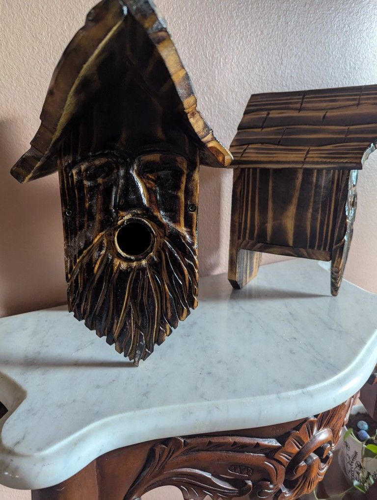 Hand-carved Bird Houses