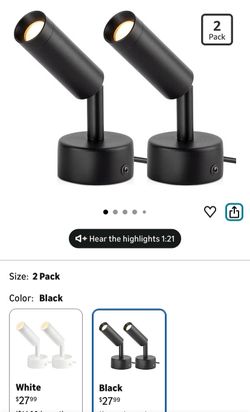 URTOM 2 Pack Indoor Spotlight LED Up Lights for Plant 120V Floor Spot Lights Accent Light Indoor Uplighting Warm White Spotlight Lamp Accent Lighting