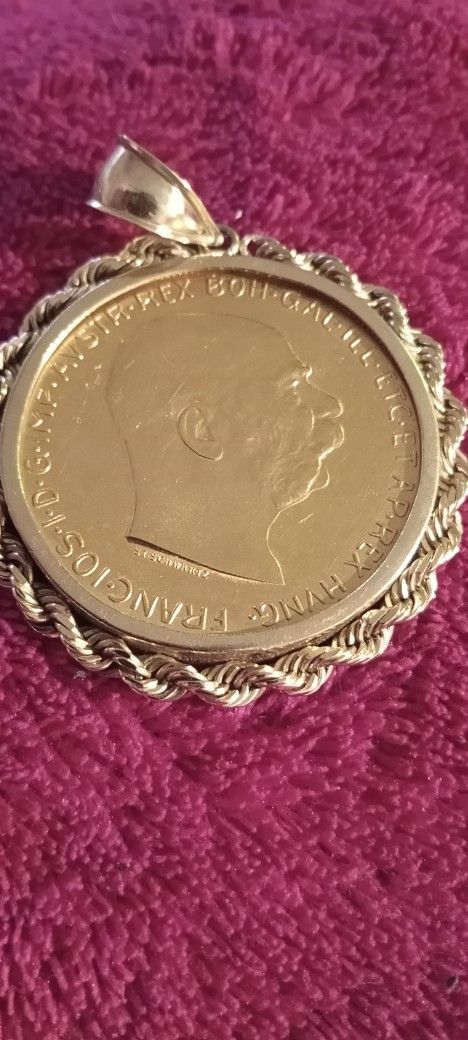 Gold Coin.1915. Pendant 14 K Coin Very Fine.1 Oz Coin.