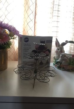 Two cupcake treat stand white and silver