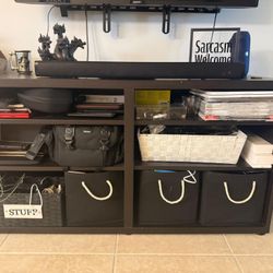 Modern Dark Wood Storage Console / TV Stand (47”L x 26”H x 15.5”D)