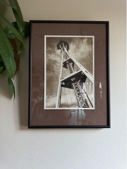 Framed Vintage Image Early Seattle Space Needle Construction Worlds Fair Art Print