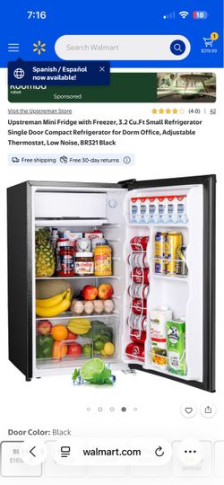 Upstreman Mini Fridge with Freezer, 3.2 Cu.Ft Small Refrigerator Single Door Compact Refrigerator for Dorm Office, Adjustable Thermostat, Low Noise, B