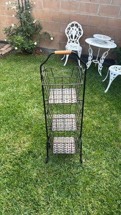 3-Tier Black Wire Storage Rack with Handle