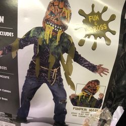 Boys Halloween Costume Scary Mask Pumpkin M 8-10