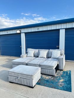 FREE Delivery 🚚 | Grey Couch Ottoman Set