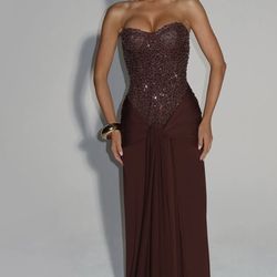 BabyBoo Fashion Carina Maxi Dress in Plum Brown Prom dress