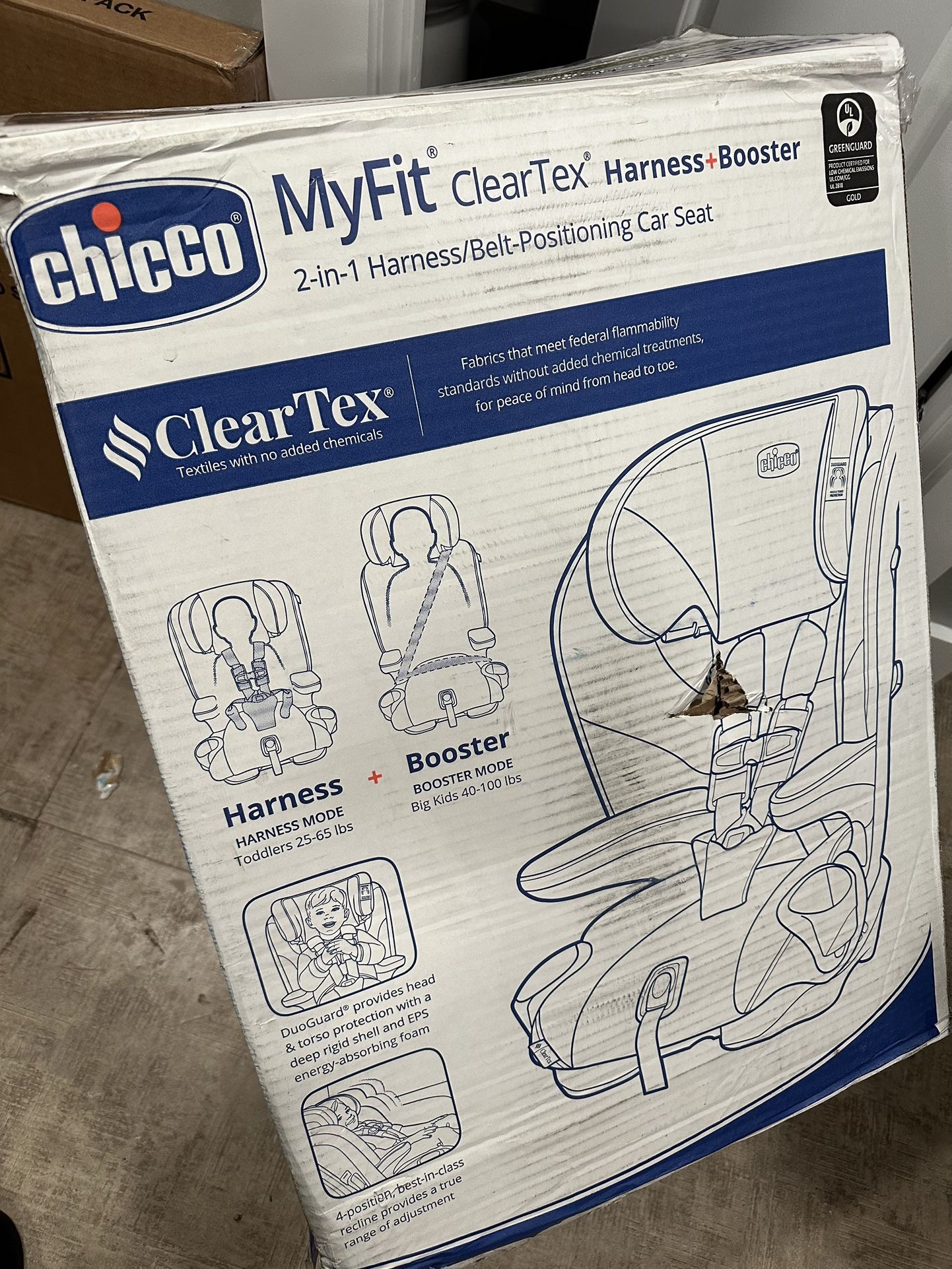 Chicco MyFit ClearTex Harness Booster Car Seat for Sale in Brick