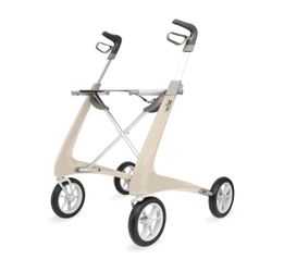 byACRE Carbon Ultralight Rollator Walker with Organizer Bag, Wide Track, Oyster White#1977LUP1