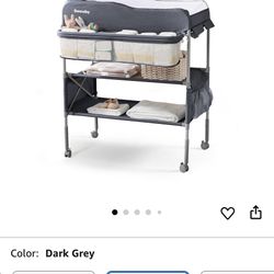 Portable Baby Changing Table, Foldable Diaper Changing Station with Waterproof Pad, Mobile Nursery Organizer for Infant & Newborn Essentials, D