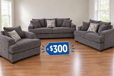 Three piece Gray upholstered Living Room Set