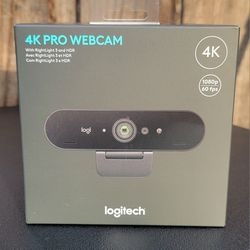 Logitech 4K Pro 4096 x 2160 Webcam with Noise Canceling Mic Black - New Sealed