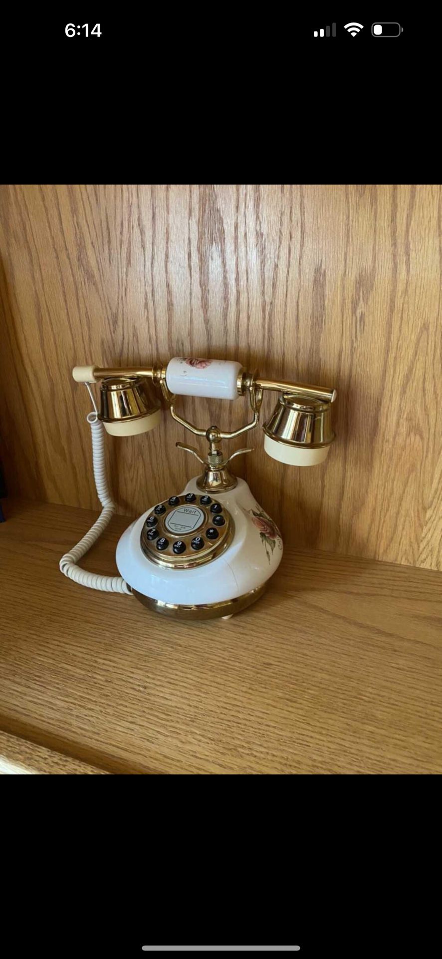 Retro vintage Antique style Floral ceramic telephone