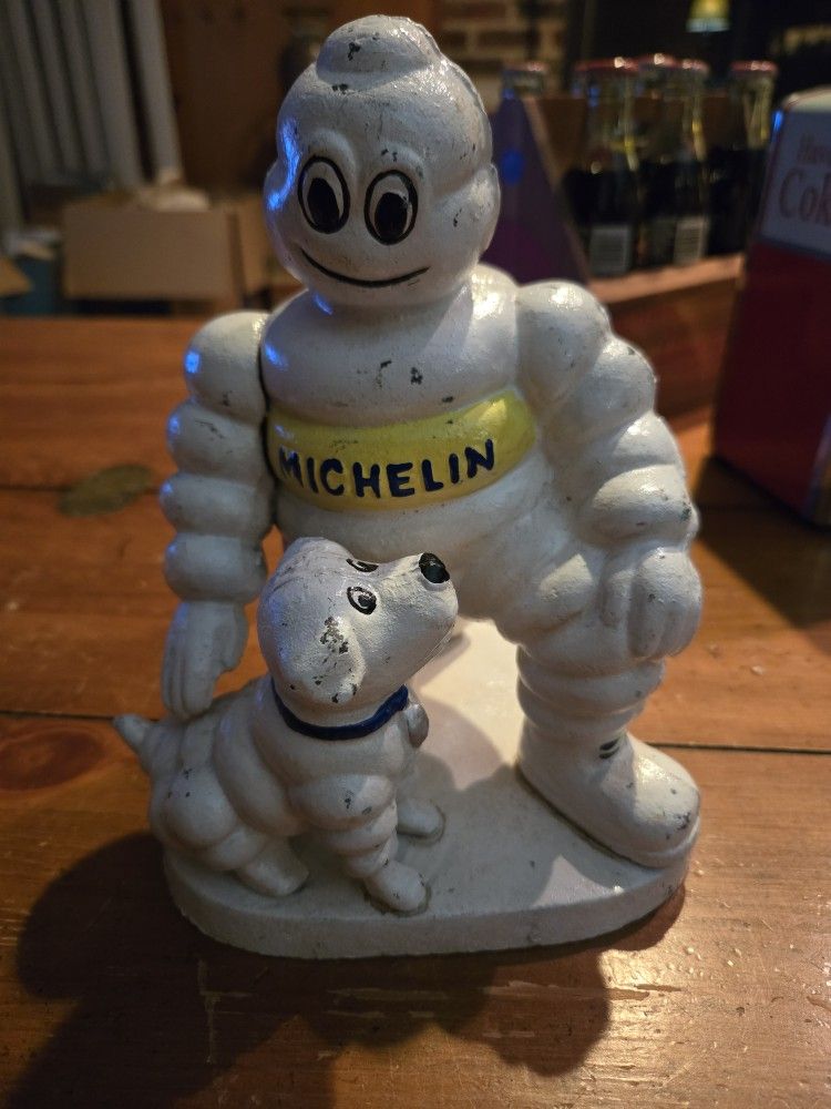 Cast Iron Michelin Man And Bubbles The Dog