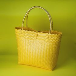 Penan Tribe Handwoven Tote Bag, Yellow Color