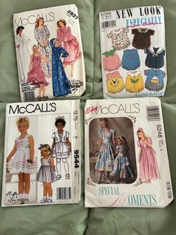 Lot of 4 Vintage Sewing Patterns Girls & Baby