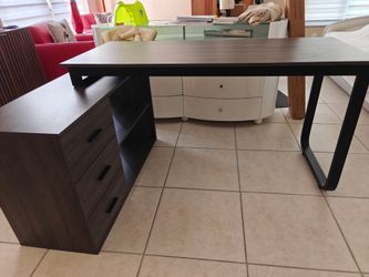 L Shaped Desk with Drawers: 55" Grey, with Storage