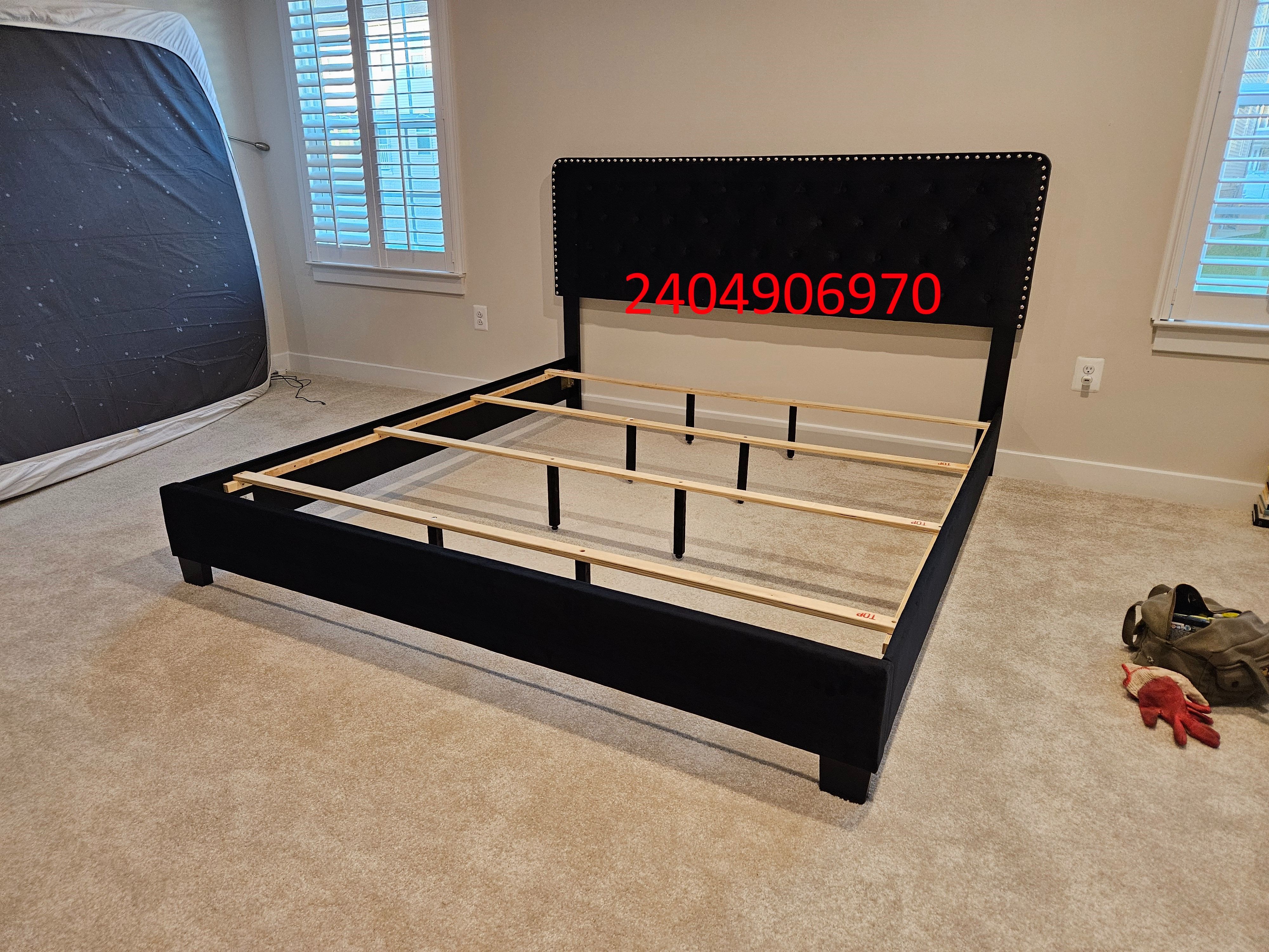 Brand new in box black color king size bed frame special