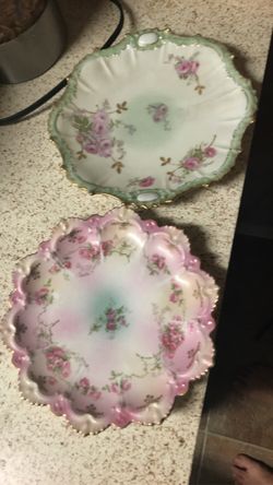 Two hand painted plates from France