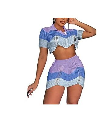 Sexy 2pc Knit Crop And Skirt Set