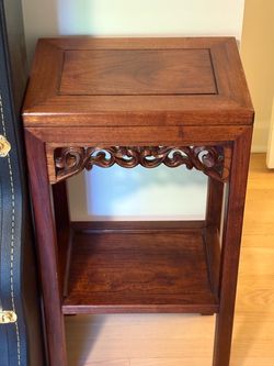 Teak Side Table/Plant Stands with Shelf (set of 2)
