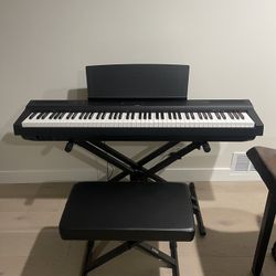 Like NEW Yamaha Digital Piano P-125 Weighted Keys, Adjustable height Stand & Stool, pedal