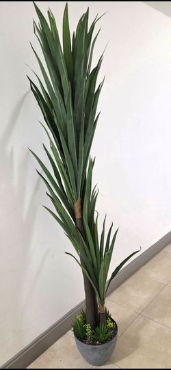 78" Faux Yucca in an 11" (Diameter) Resin Planter with Mixed Stone/Succulents @ Lasting Creations