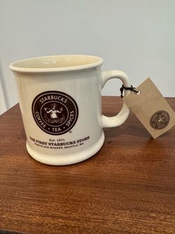 Starbucks First Store Pike Place Seattle Mug Est 1971 Made USA Original Tag