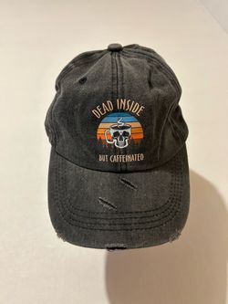 Dead Inside But Caffeinated Distressed Baseball Cap