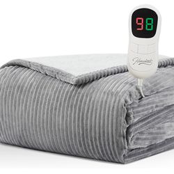 Homemate Heated Blanket Electric Throw - 50"x60" Heating Blanket Throw 1/2/4/6/8 Hours Auto-Off 10 Heat Levels Over-Heat Protection Soft Flannel Sherp