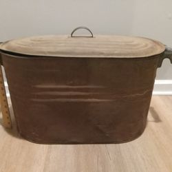 Antique Copper Boiler With Tin Lid