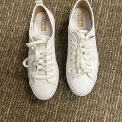 Keds Platform Leather Sneaker (White)